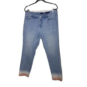 J. Jill Women's Denim Jeans Authentic Fit Slim Ankle Dip-Dye Ombré Hem Size 14
